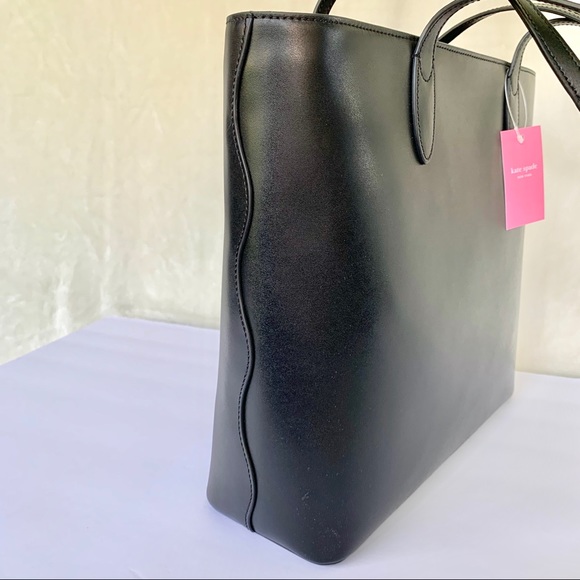 🆕KSNY BLACK LEATHER KERRI MEDIUM TOTE BNWT - Picture 6 of 13